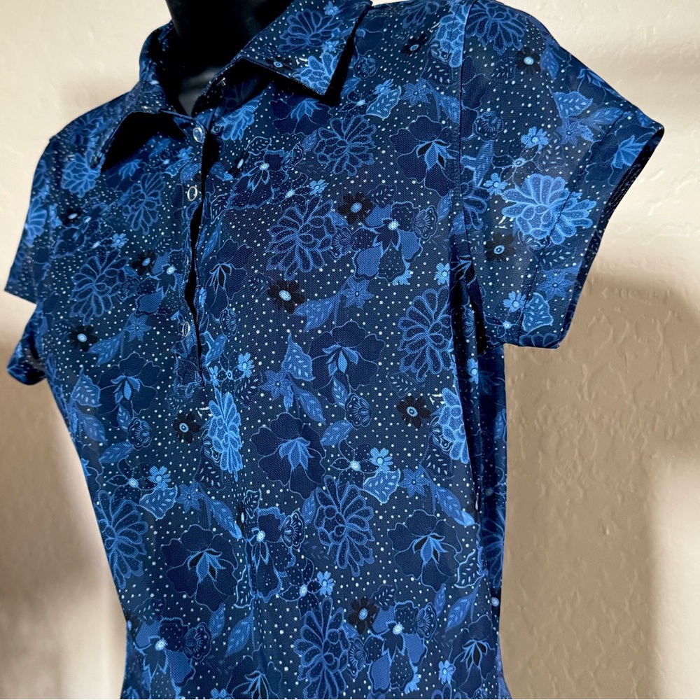 Daily Sports Floral Mesh Polo Top